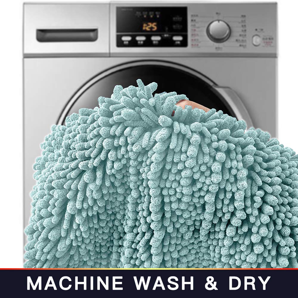 Walensee Bathroom Rug 2 Pieces Set Non Slip Bath Mat (20''X32'' Plus 20''X24'' U Spa Blue) Water Absorbent Super Soft Shaggy Che